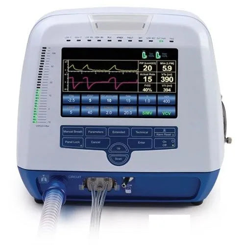 Portable Flight 60 Ventilator with shock-resistant design for EMS use.