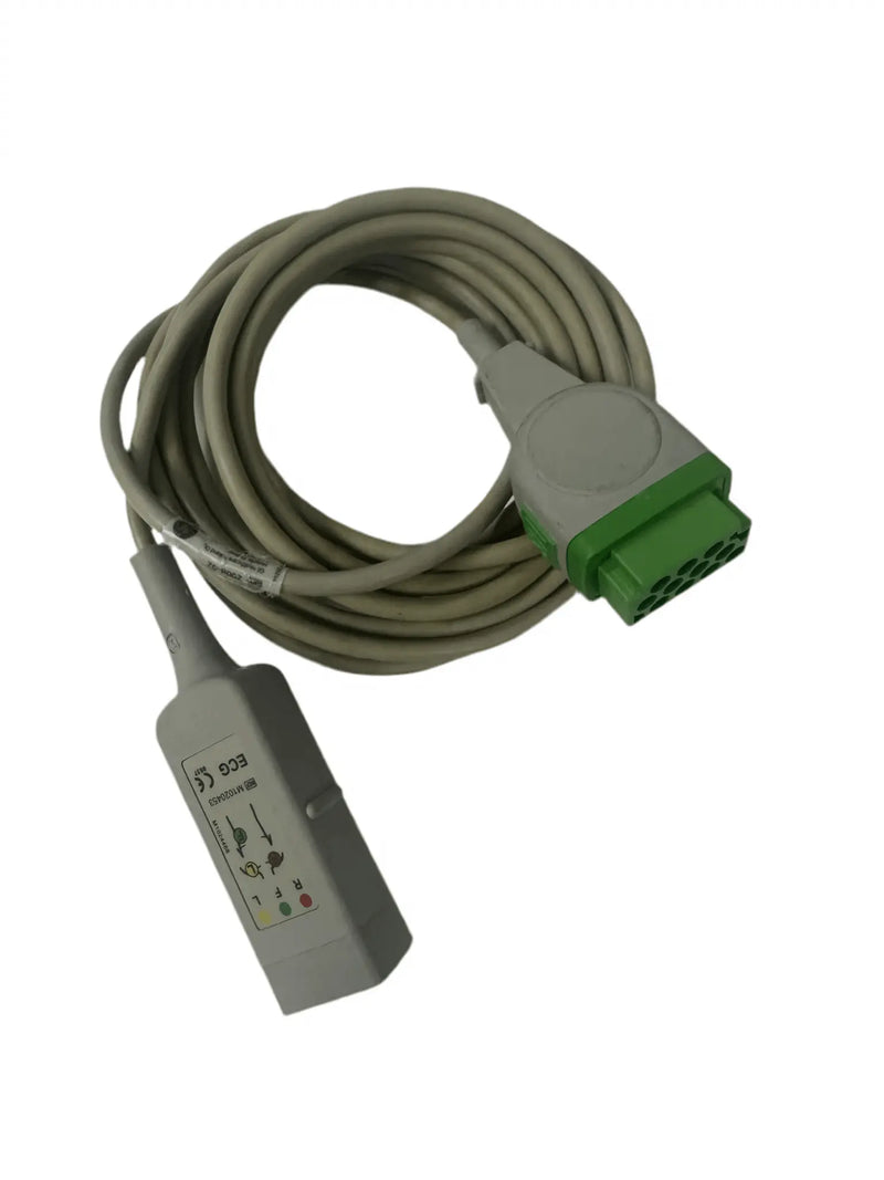 GE M1020453 ECG Trunk Cable 11 Pin 3 Leads with Patient Grabber Set 2070768 - 001 - SelfiMed UK