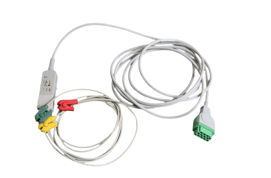 GE M1020453 ECG Trunk Cable 11 Pin 3 Leads with Patient Grabber Set 2070768 - 001 - SelfiMed UK