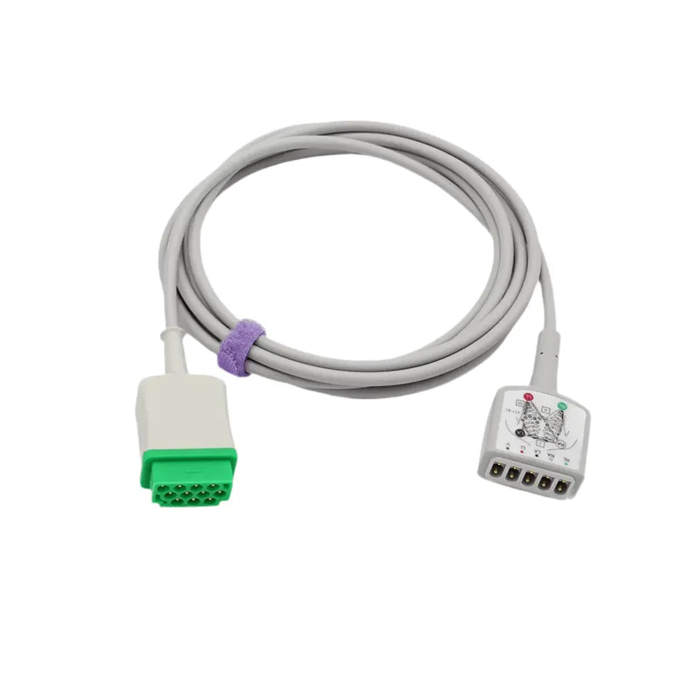 GE-Marquette Compatible 2017003-003 ECG Trunk cable 5leads AHA Vital Signs Cable SelfiMed UK