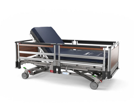 Linet Image 3 Universal Electric Hospital Bed in extra low position with included mattress.