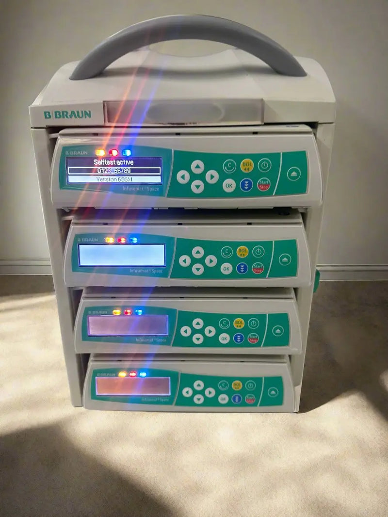 Lot of 4x B.Braun Infusomat Space Infusion Pumps with B. Braun Space Station - SelfiMed UK