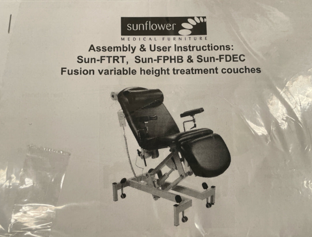 manual of the Sunflower Fusion Phlebotomy Chair with electric-assisted height adjustment in a clinical setting