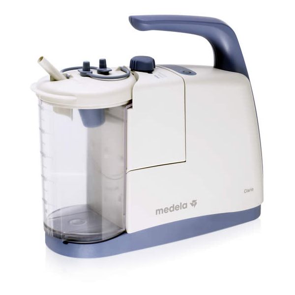 Medela Clario Suction Machine with canister and safety chamber attached