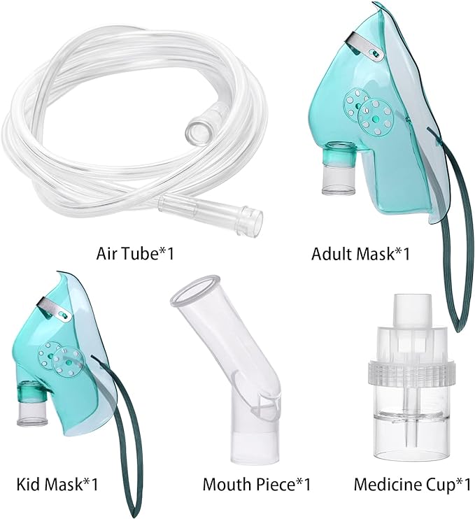 Universal Nebuliser Replacement Parts Kit Mask Tubing and Mouthpiece for Adults and Kids