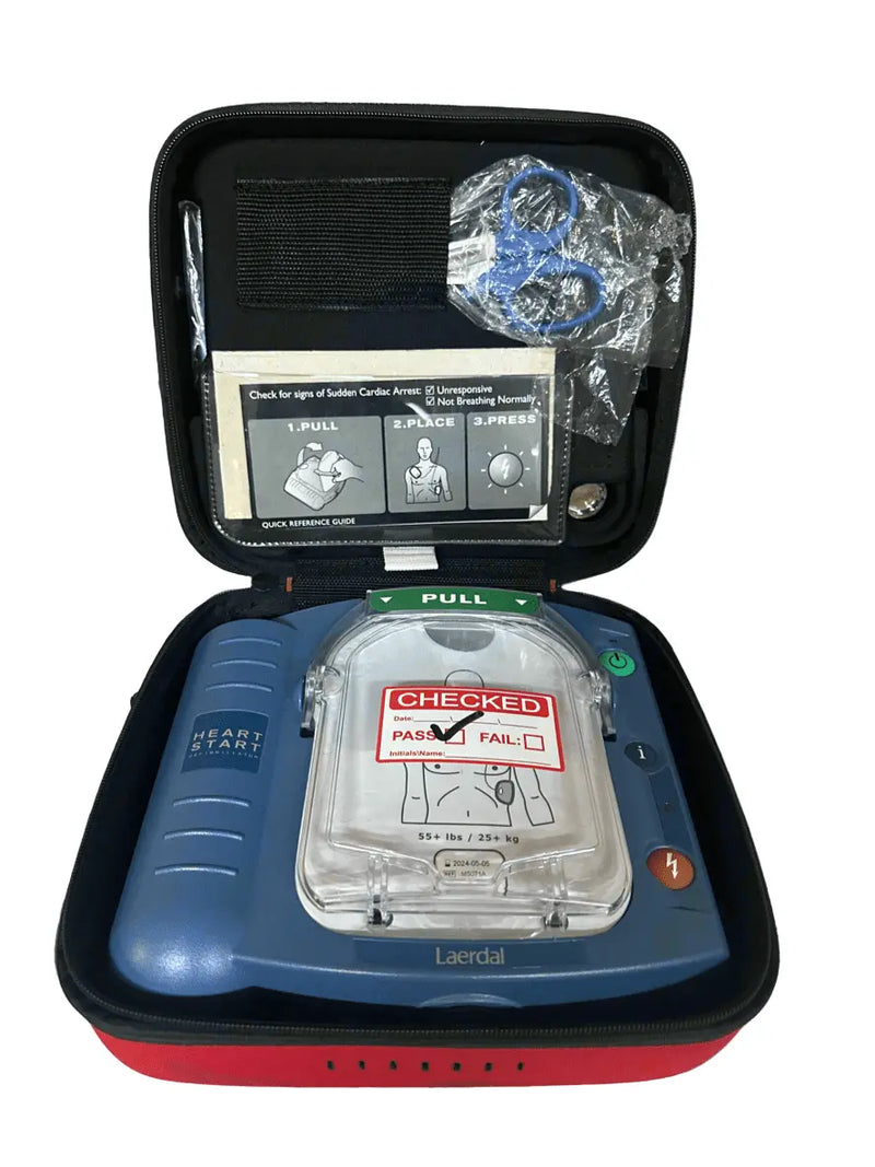 Philips/Laerdal HS1 AED Defibrillator with Pads & Carry Case - New LiMnO2 M5070A Battery 