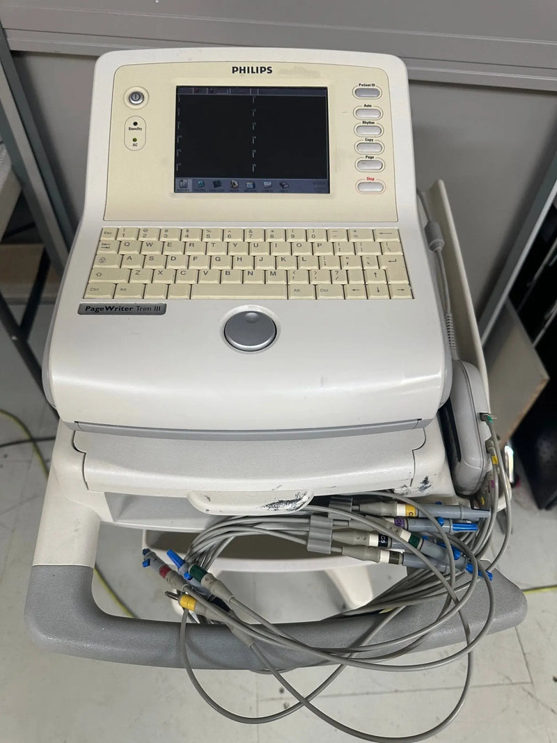 Philips PageWriter Trim II ECG Machine on Stand with 10 Lead ECG Leads - SelfiMed UK