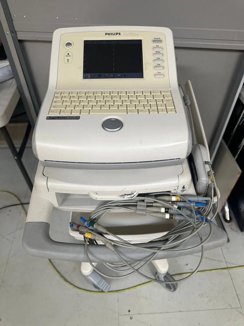 Philips PageWriter Trim II ECG Machine on Stand with 10 Lead ECG Leads - SelfiMed UK
