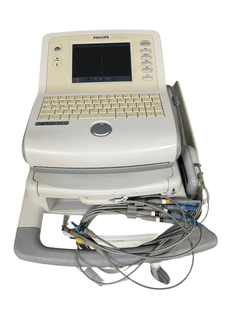 Philips PageWriter Trim II ECG Machine on Stand with 10 Lead ECG Leads - SelfiMed UK