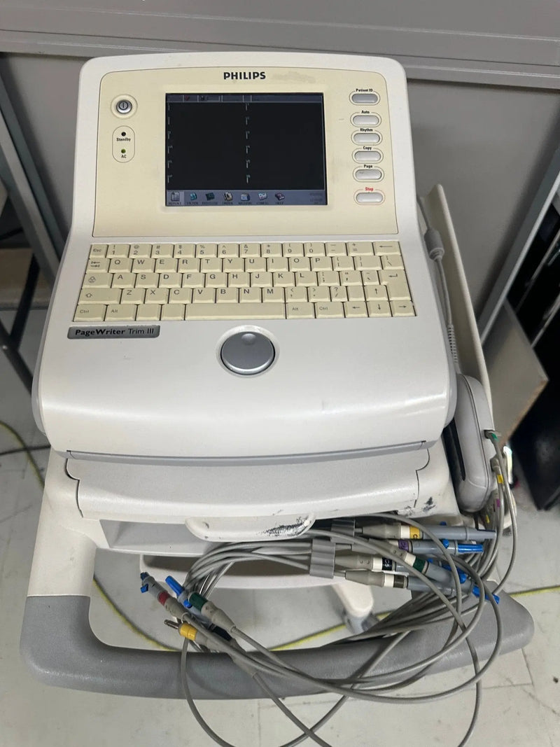 Philips PageWriter Trim II ECG Machine on Stand with 10 Lead ECG Leads - SelfiMed UK