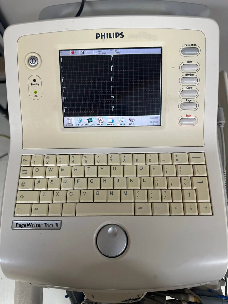 Philips PageWriter Trim II ECG Machine on Stand with 10 Lead ECG Leads - SelfiMed UK