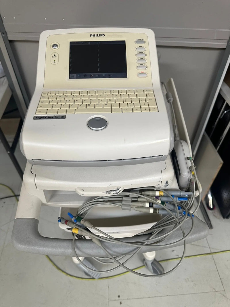 Philips PageWriter Trim II ECG Machine on Stand with 10 Lead ECG Leads - SelfiMed UK