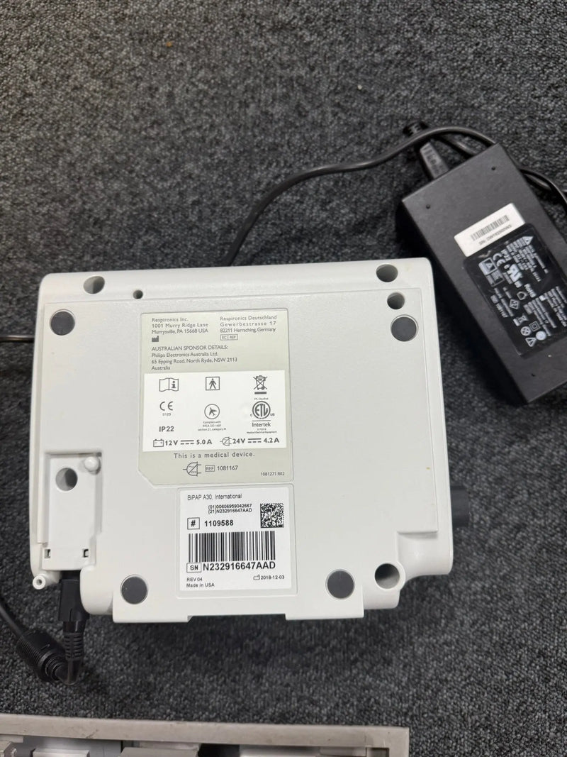 Philips Respironics BiPAP A30 Software Version 3.6 *Mfd 2018* in Carry Bag with Power Supply