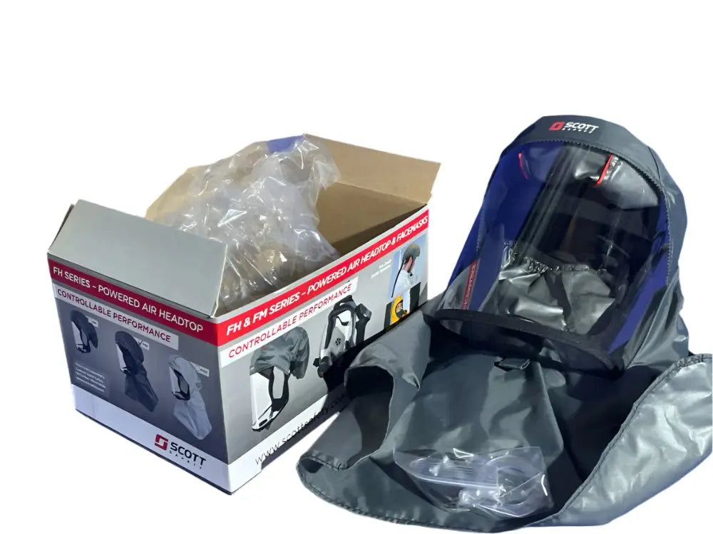 Scott Safety Half Hood With Hose in Plastic Box with battery Charger half hood respirator with hose SelfiMed UK